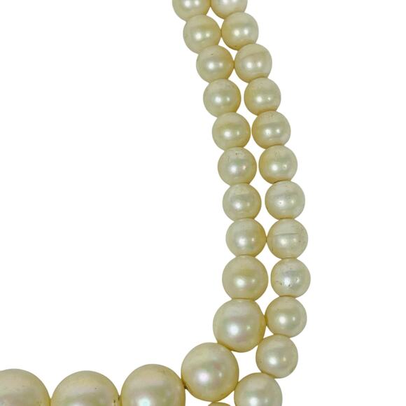 Vintage Faux Pearl Double Strand Necklace 7" White Layered Beaded - Picture 6 of 8